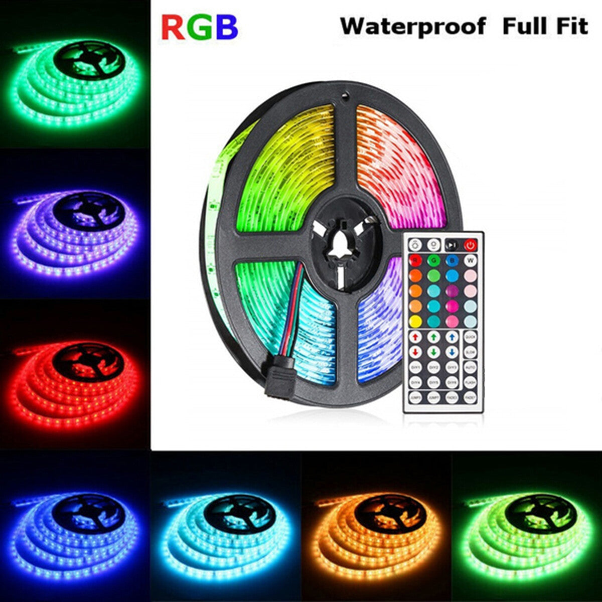 BANDEAU BANDE LED 5050 5M ÉTANCHÉITÉ IP65 ALIMENTATION 12V TÉLÉCOMMANDE RGB 13W/M 0245