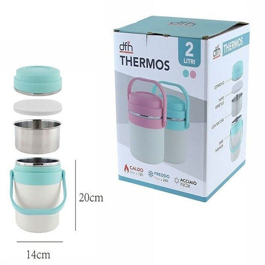 SAC ISOTHERME THERMOS REPAS CHAUD FROID ACIER INOXYDABLE 2 LITRES