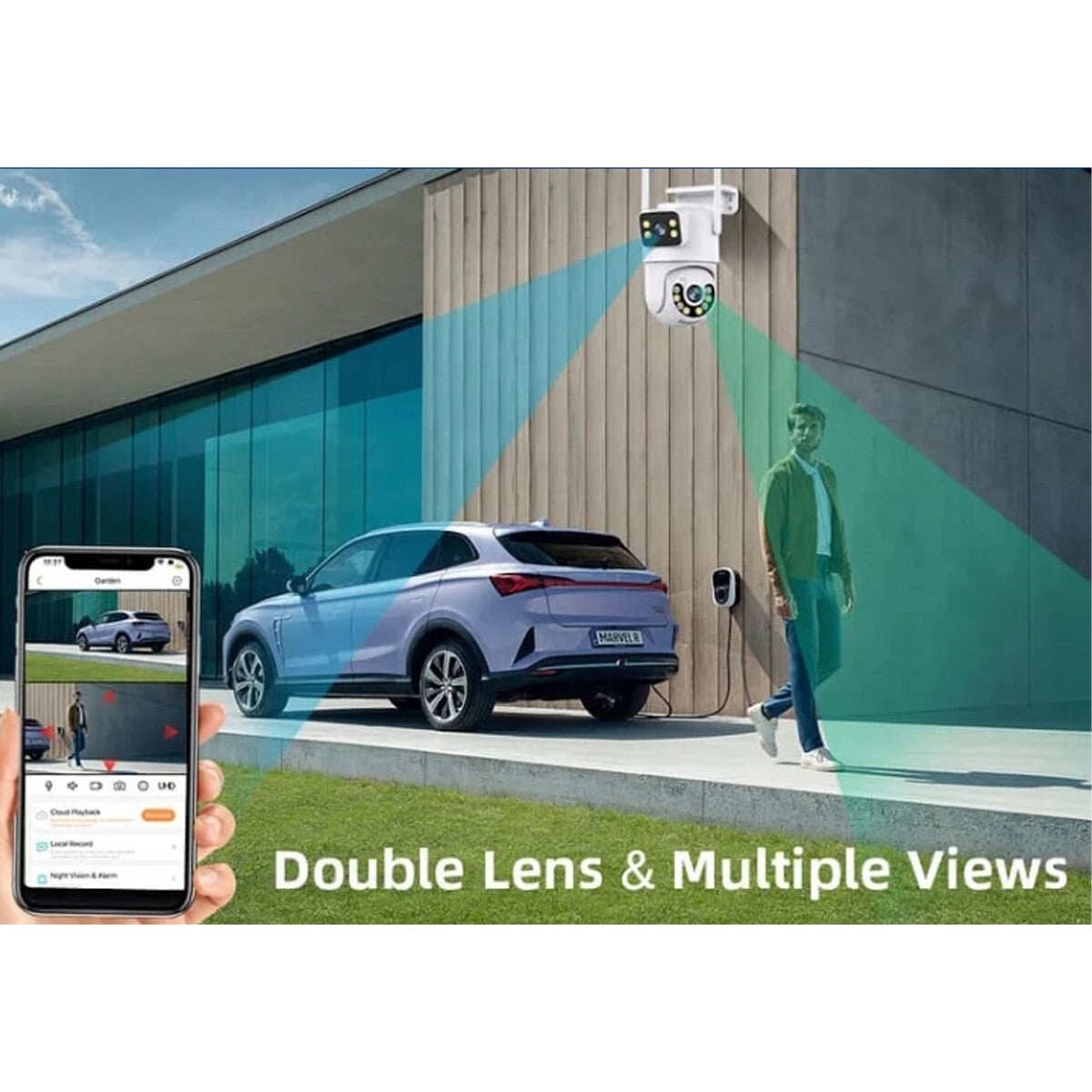 TELECAMERA VIDEOSORVEGLIANZA WIFI DOPPIA LENTE LED 3.6MM 2 ANTENNE JT-8697QJ