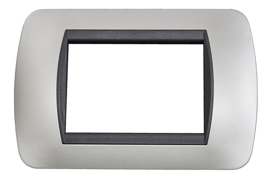 PLAQUETTE PLAQUE ARGENT COMPATIBLE LIVING 3 POSTES CACHE INTERRUPTEUR CL 119-02