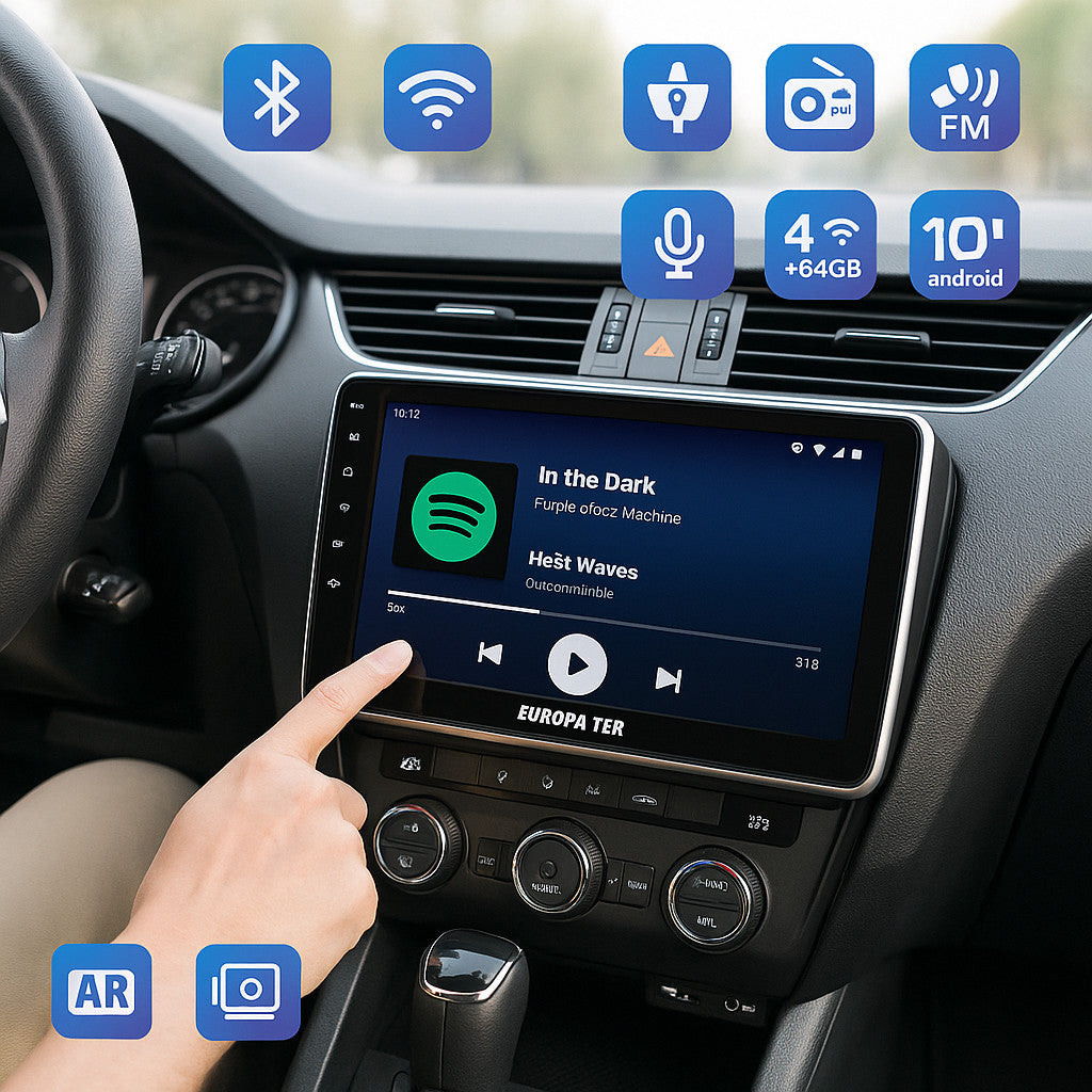AUTORADIO ANDROID AUTO CARPLAY 10" WIFI GPS BT 4+64GB HD TOUCH SCREEN CTC-1086D