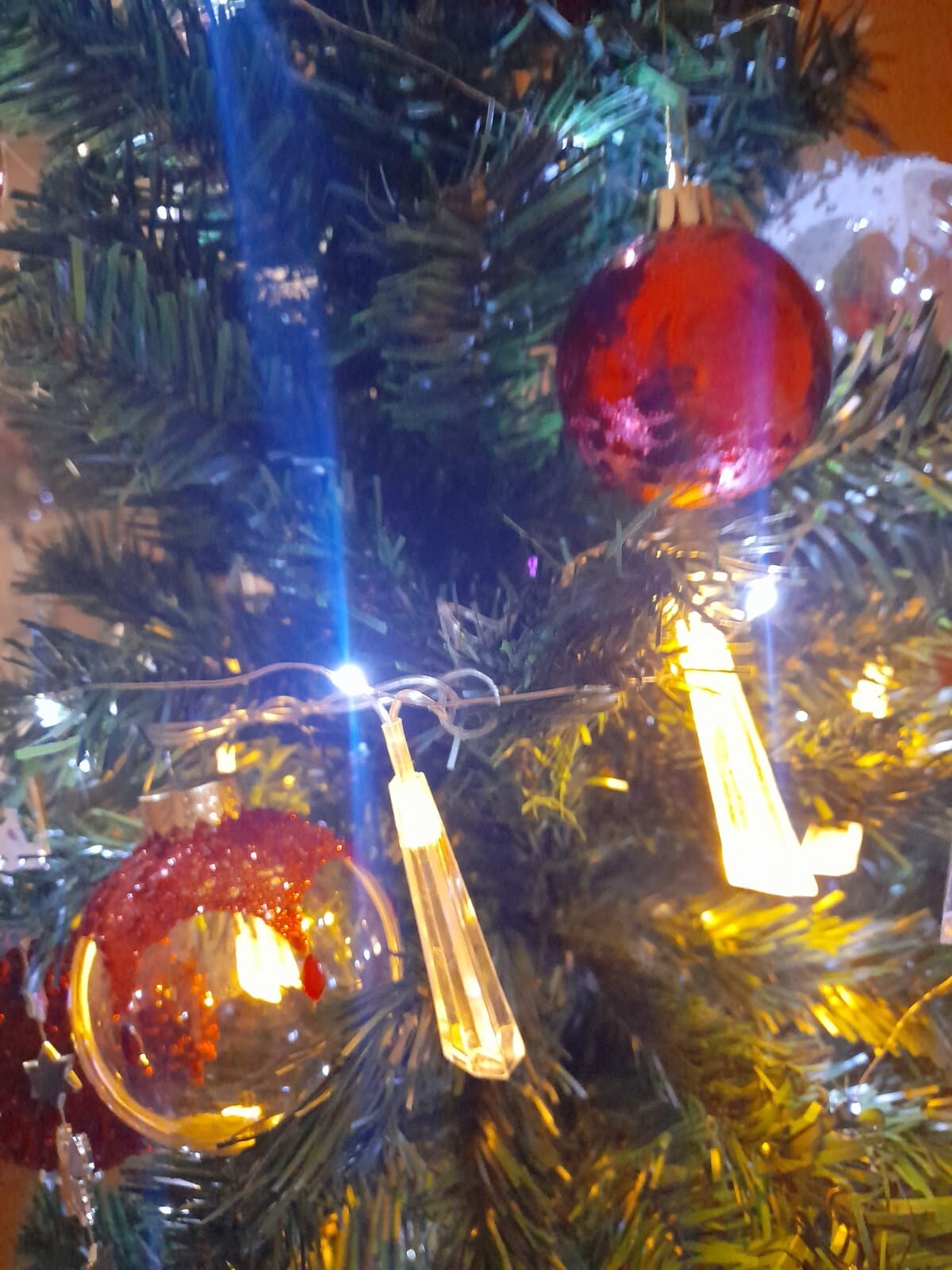 CATENA LUMINOSA DIAMANTI LUCE CALDO GOCCIA LUCI 20 LED NATALE FESTE ADDOBBI