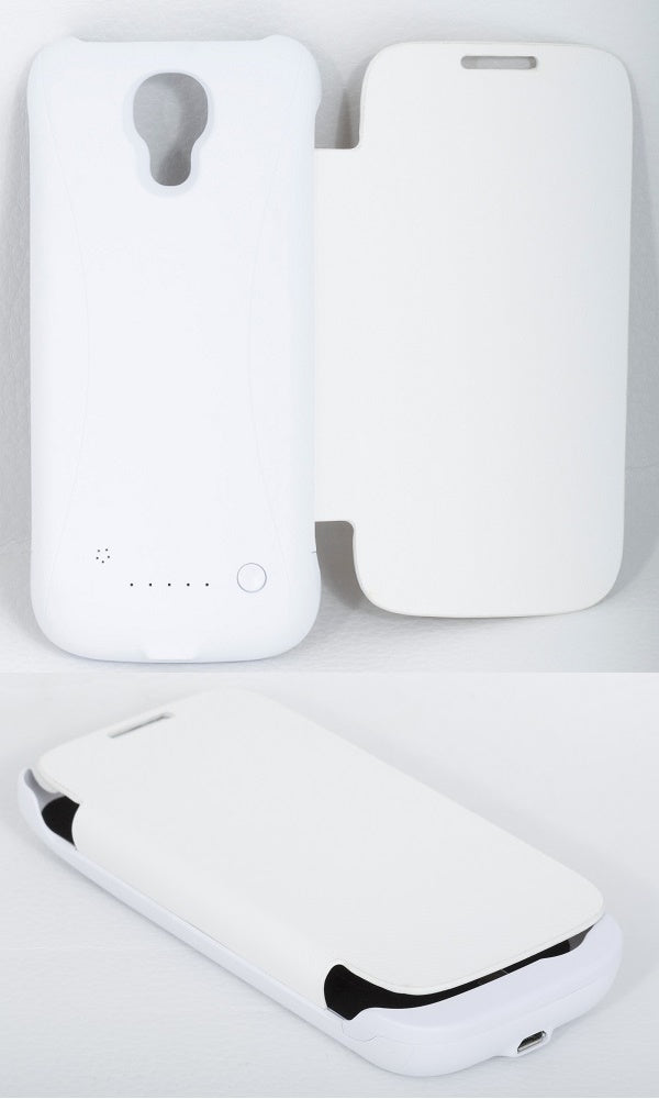 FLIP COVER BATTERIA AGGIUNTIVA 2600mAh COMPATIBILE SAMSUNG GALAXY S4 MINI BIANCA