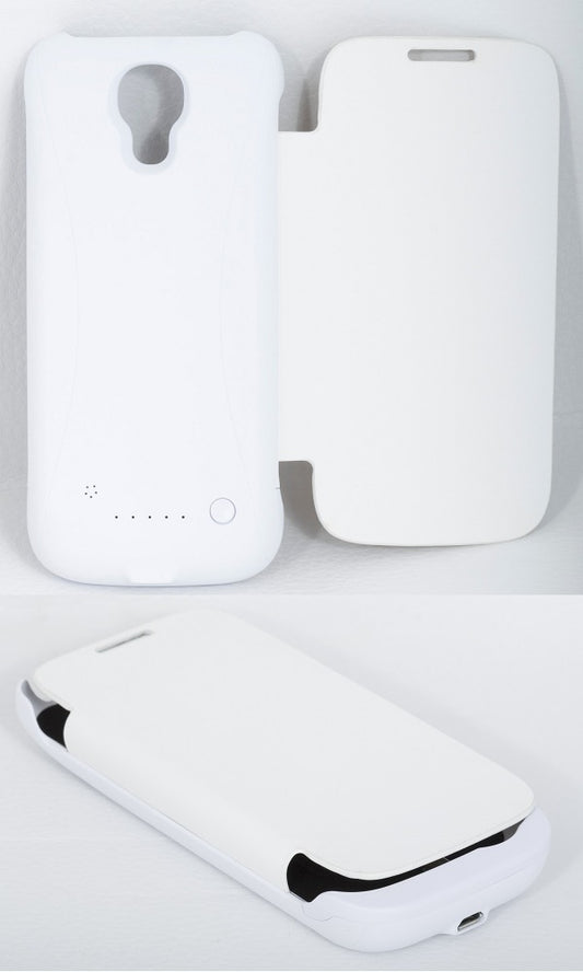 FLIP COVER BATTERIA AGGIUNTIVA 2600mAh COMPATIBILE SAMSUNG GALAXY S4 MINI BIANCA