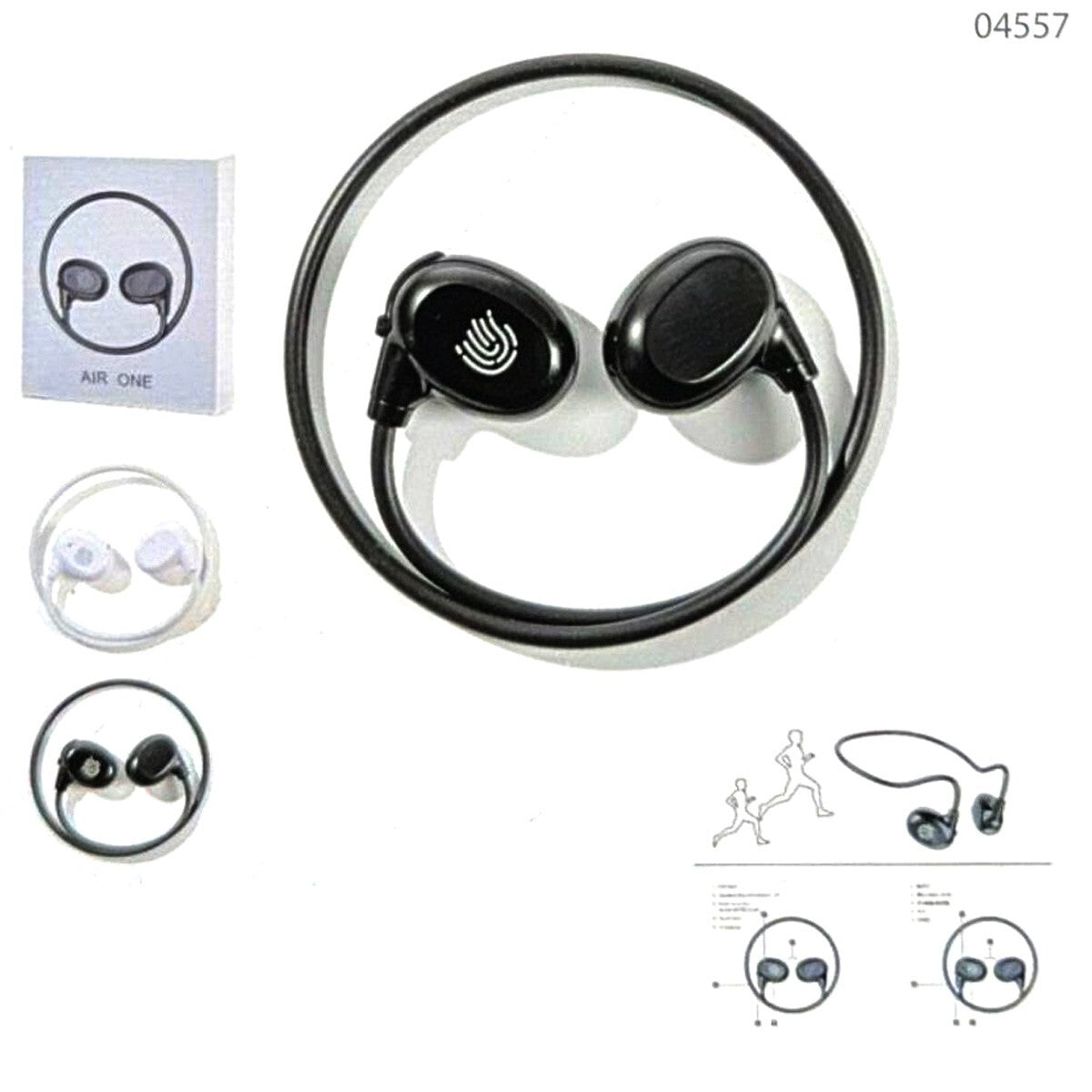 CUFFIE SPORT STEREO AUDIO MUSICA AURICOLARI BLUETOOTH SMARTPHONE CELLULARE 04557