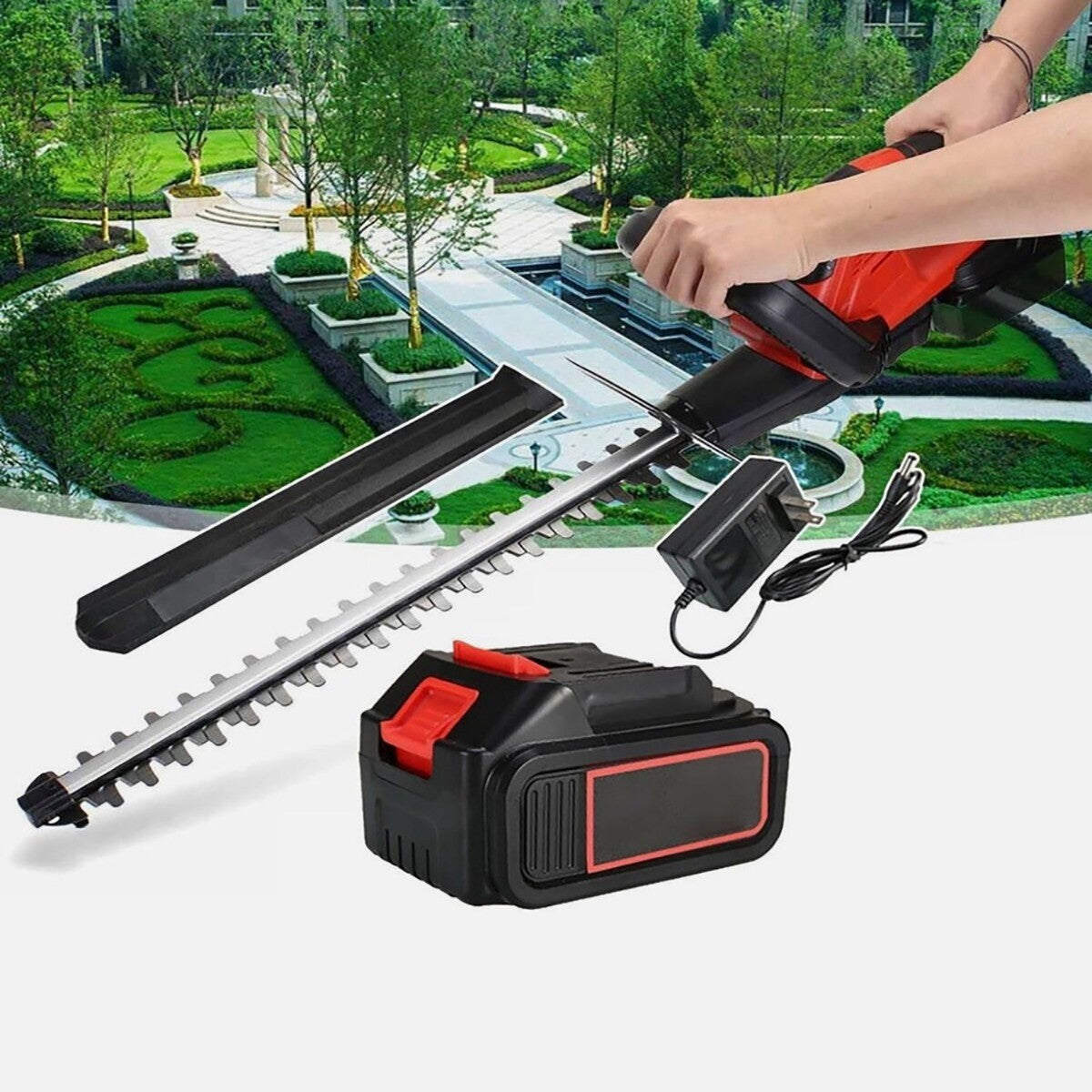 TAILLE-HAIE ÉLECTRIQUE SANS FIL 88V 600W 2 BATTERIES LAME 520MM RAPIDE JARDIN
