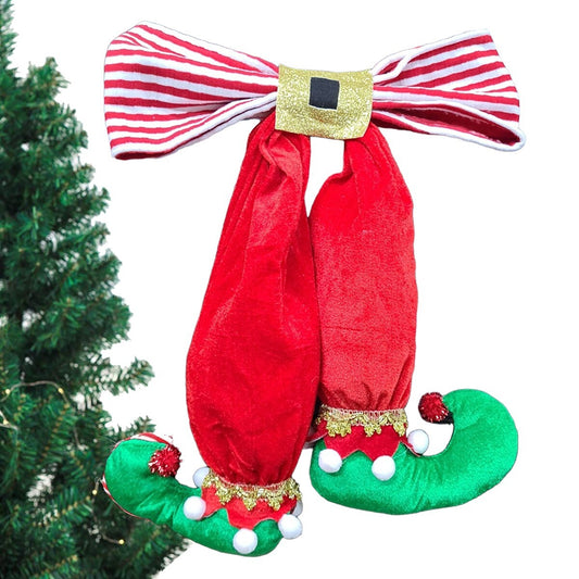 NŒUD DÉCORATION SAPIN DE NOËL VELOURS JAMBES PIEDS ELFE À SUSPENDRE GNOME