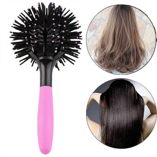 BROSSE À BOULE 3D BROSSE RONDE POUR CHEVEUX BOUCLÉS ONDULÉS ESTHÉTIQUE MIGNONNE