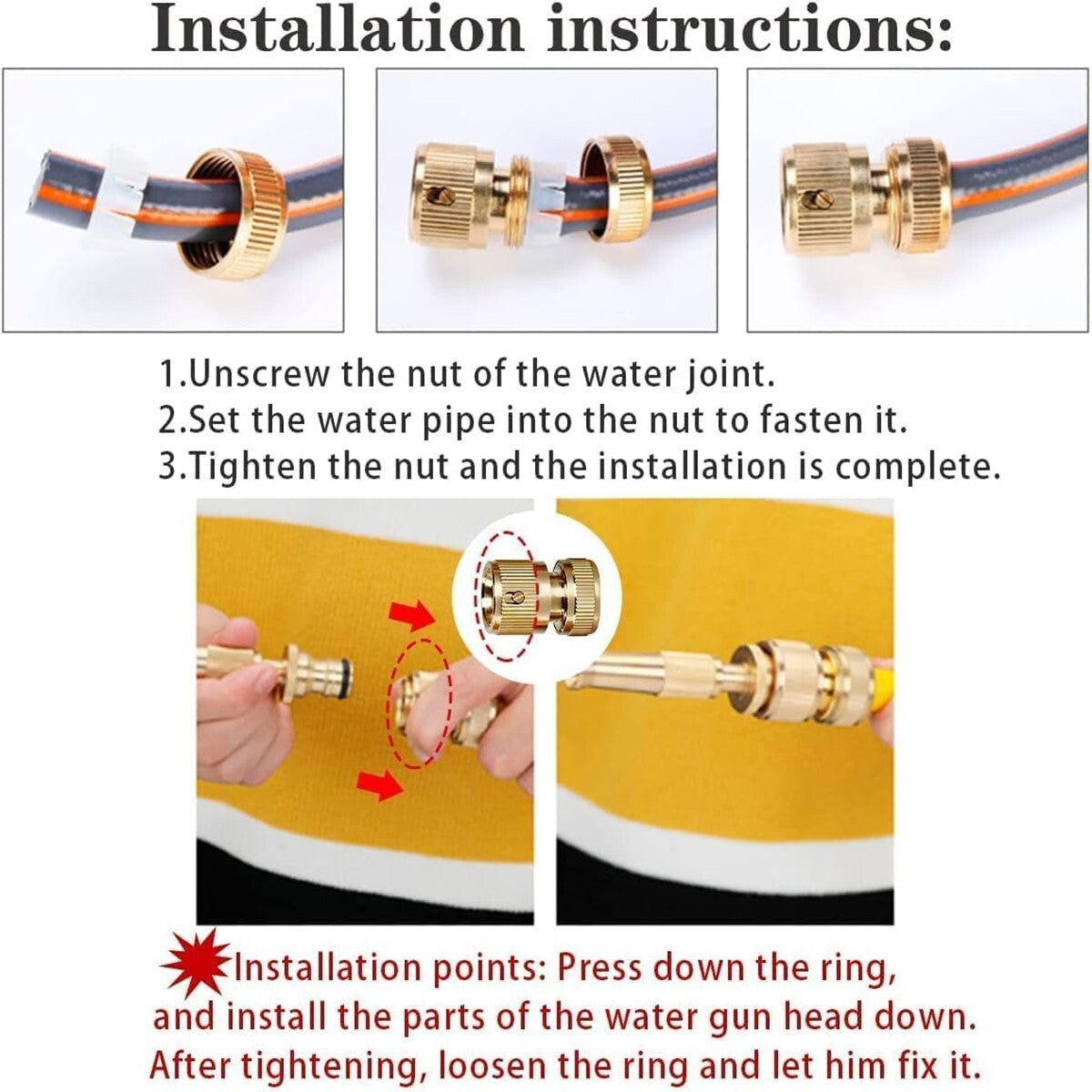 UGELLO OTTONE PISTOLA SPRUZZO UGELLI TUBO FLESSIBILE DA 1/2 PER GIARDINO AUTO