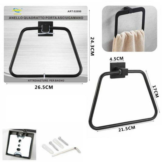 PORTE SERVIETTES MURAL SALLE DE BAINS NOIR SUPPORT ACCESSOIRE SALLE DE BAINS 02098