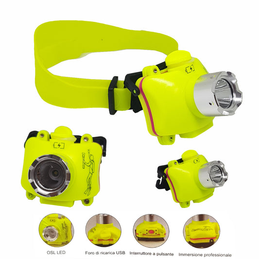 LAMPE FRONTALE PLONGÉE ÉTANCHE SUBMERSIBLE LED 5W PÊCHE TE-B0134
