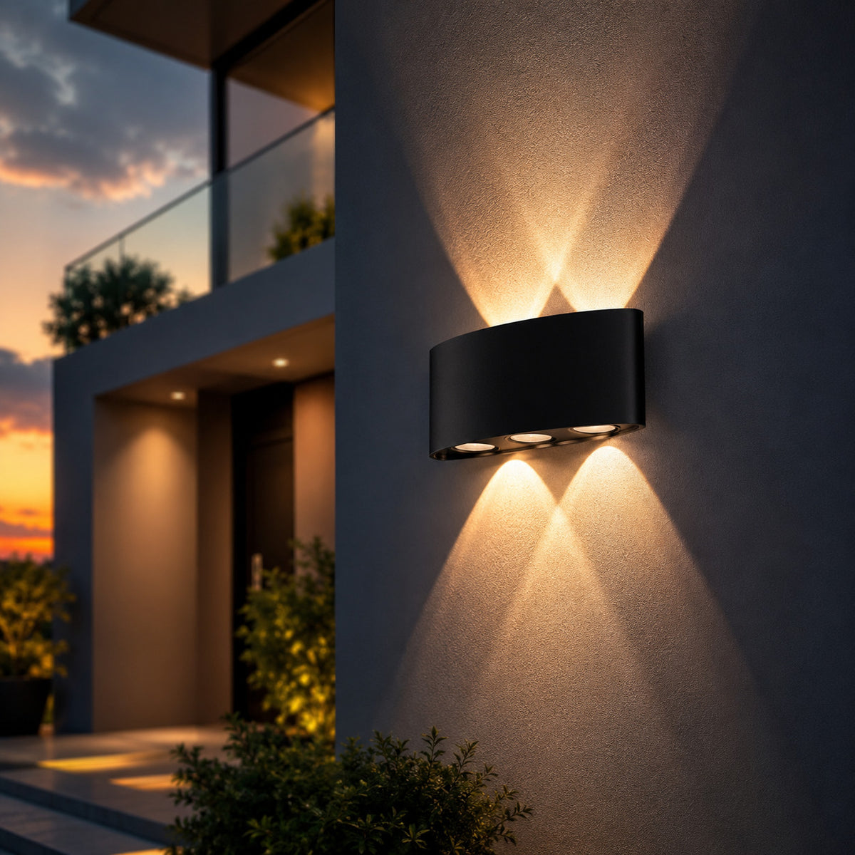 APPLIQUE LED 12W ESTERNO LAMPADA PARETE NERA IP65 3000K 4000K 6000K ET-31672
