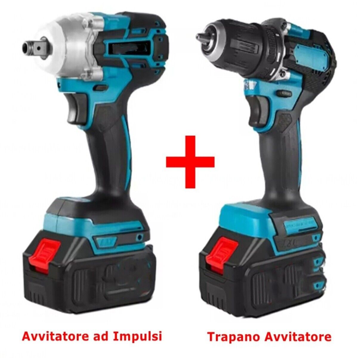 KIT AVVITATORE AD IMPULSI E TRAPANO CON 2 BATTERIE 88V 3200 GIRI ATTREZZI 1280NM