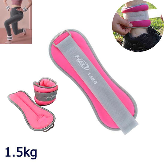 PAIRE DE POIDS DE SABLE RÉGLABLES SPORT POIGNET CHEVILLE FITNESS 1.5 KG ROSE 90048*