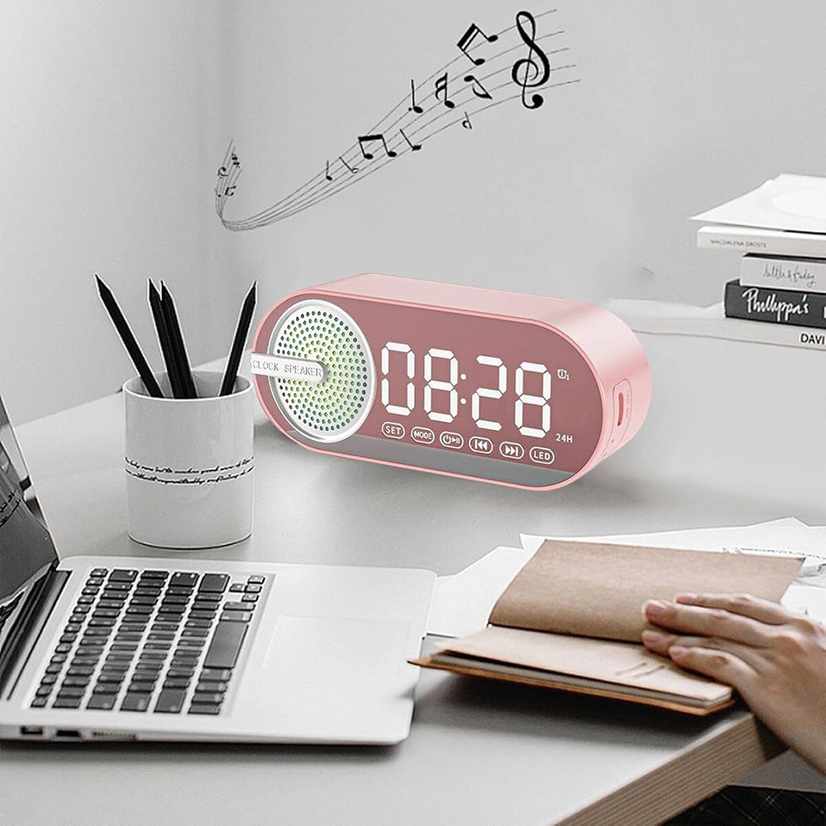 SPEAKER WIRELESS BLUETOOTH CON SVEGLIA PORTATILE AUDIO CASSA SUBWOOFER RADIO FM