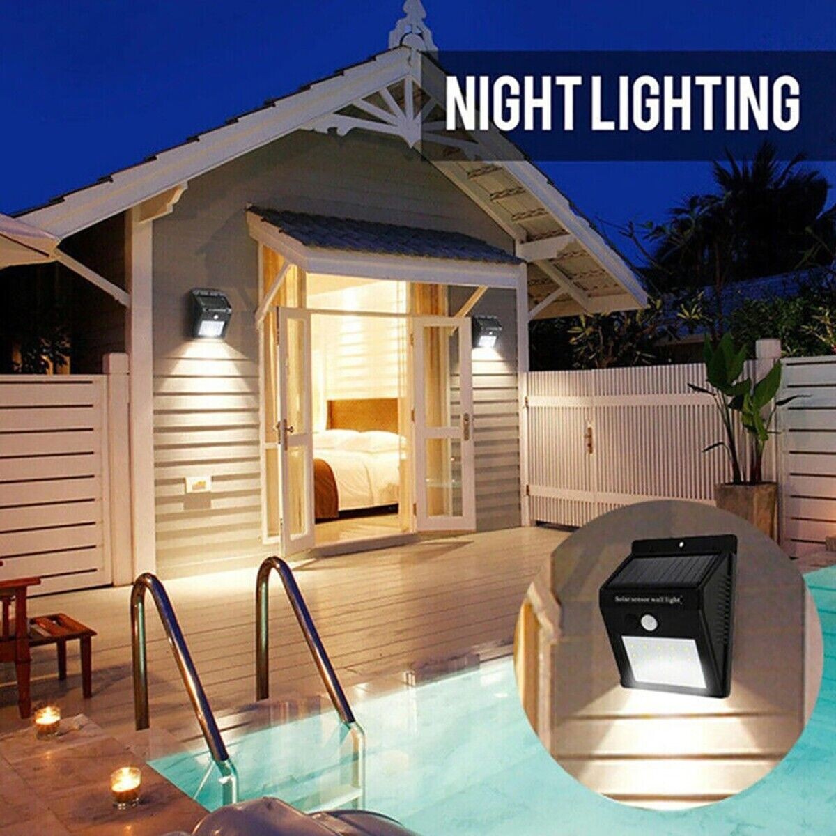 4 SPOTS 30 LED SOLAIRES EXTÉRIEURS LAMPE JARDIN SPOT PHOTOVOLTAÏQUE DÉTECTEUR