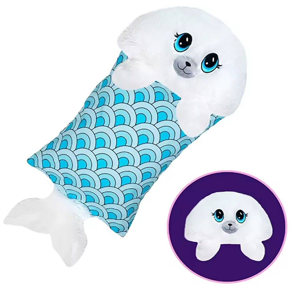 FEDERA COPRI CUSCINO CON PELUCHE RIMOVIBILE IDEA REGALO BAMBINI FOCA