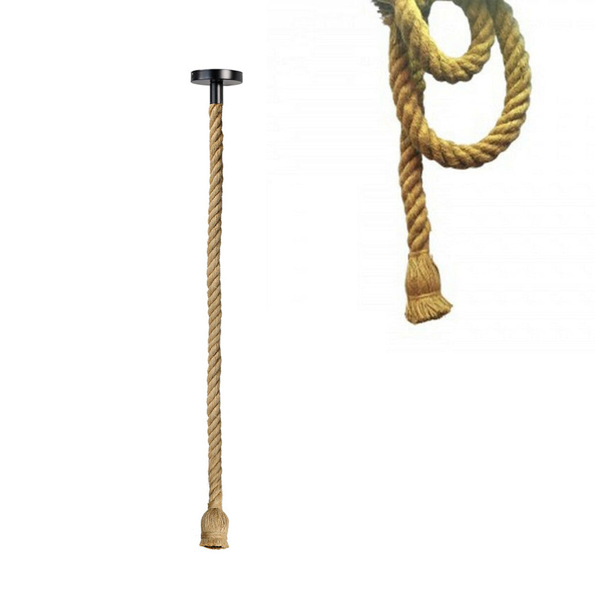 PORTA LAMPADA LAMPADARIO SOSPENSIONE PENDENTE SOFFITTO CORDA E27 NODO VINTAGE