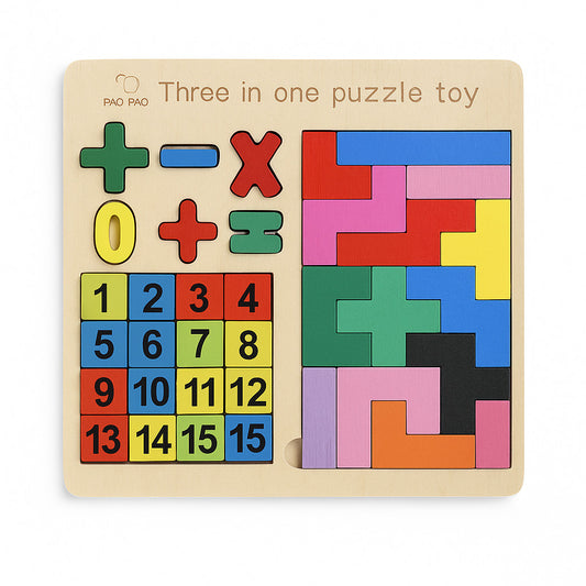 JEU ÉDUCATIF EN BOIS PUZZLE CHIFFRES COULEURS ENFANTS MONTESSORI 22.5CM 07285