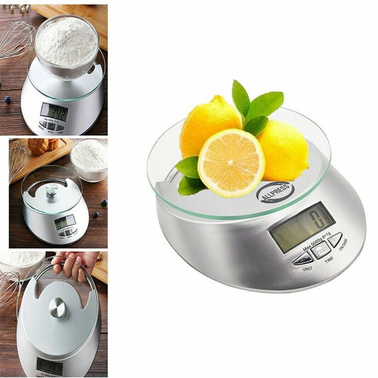 BALANCE DE CUISINE NUMÉRIQUE ÉCRAN LCD PLATEAU EN VERRE FONCTION TARE 5KG B03