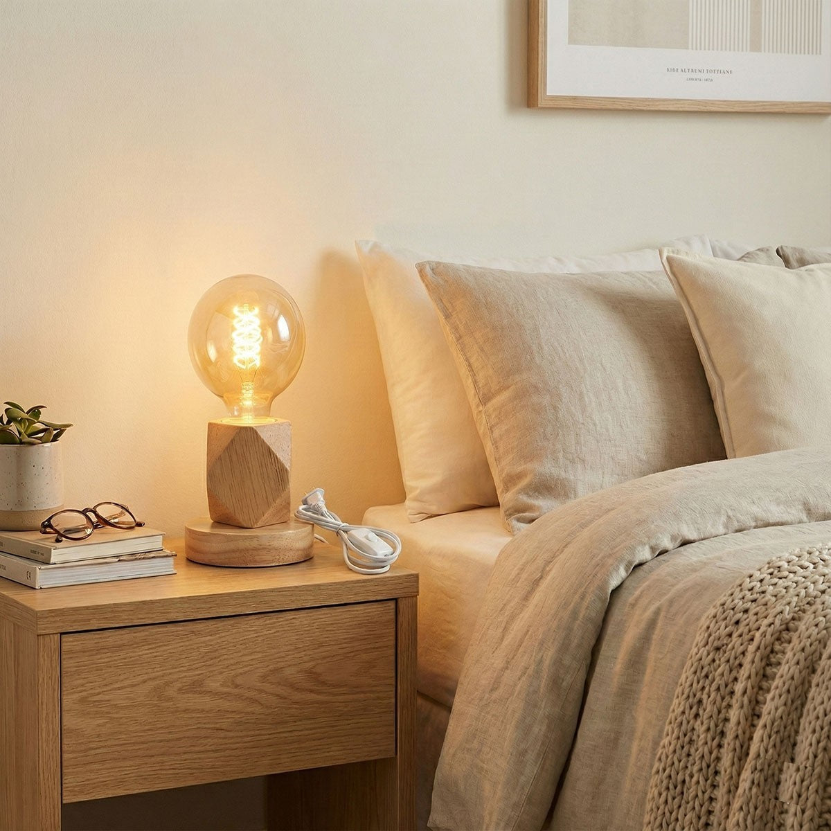 LAMPADA DA TAVOLO LEGNO E27 BASE PORTALAMPADA DESIGN MODERNO COMODINO ET-31635