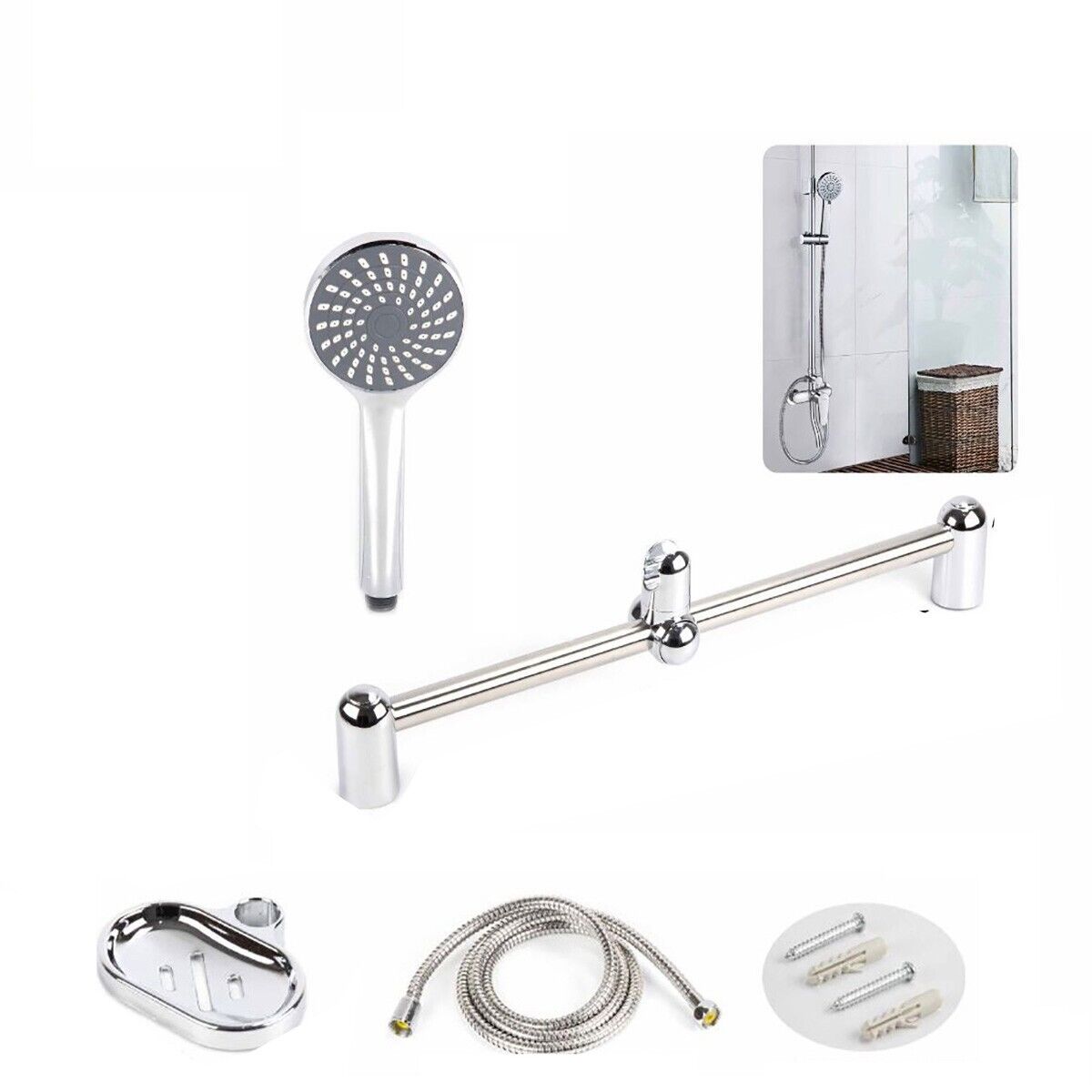 ATSTA SALISCENDI SOFFIONE CROMATO DOCCETTA BAGNO DOCCIA TUBO ROTONDO 01993