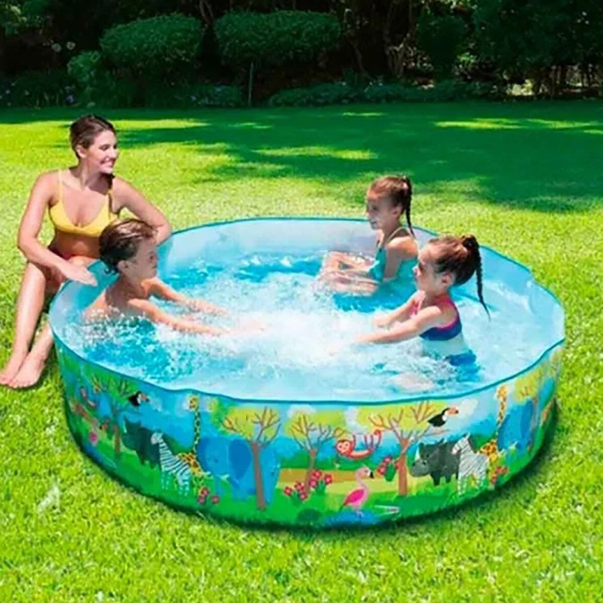 PISCINA RIGIDA SAFARI 183X38CM PVC BAMBINI ANIMALI FUORITERRA CASA GIARDINO
