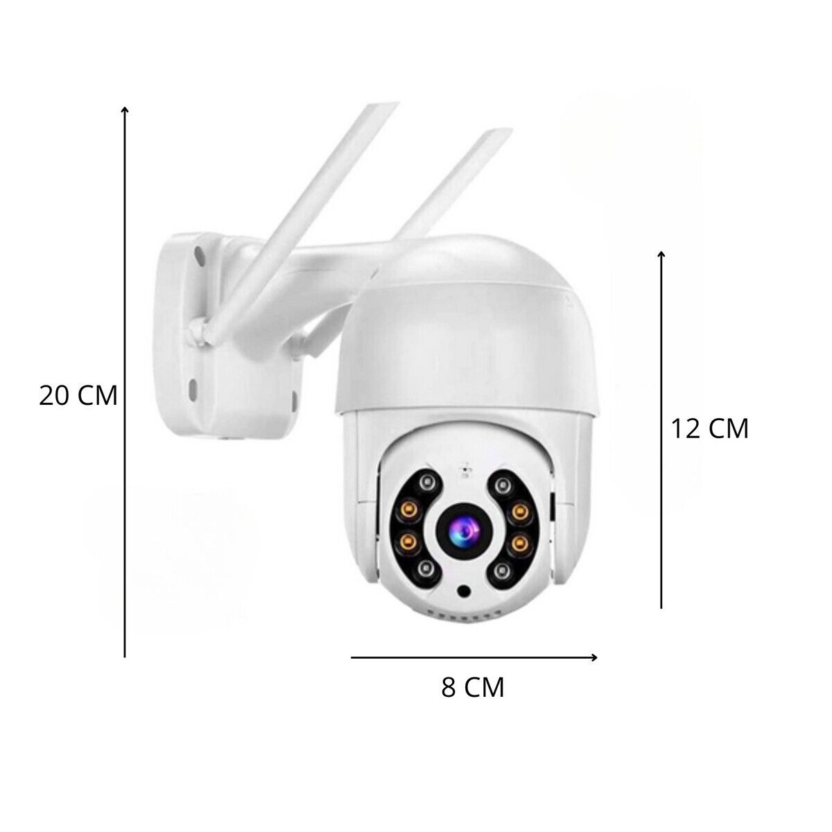 TELECAMERA VIDEOSORVEGLIANZA 8 LED WIFI 3.6MM 2 ANTENNE 12X8CM JTZ-8160QJ