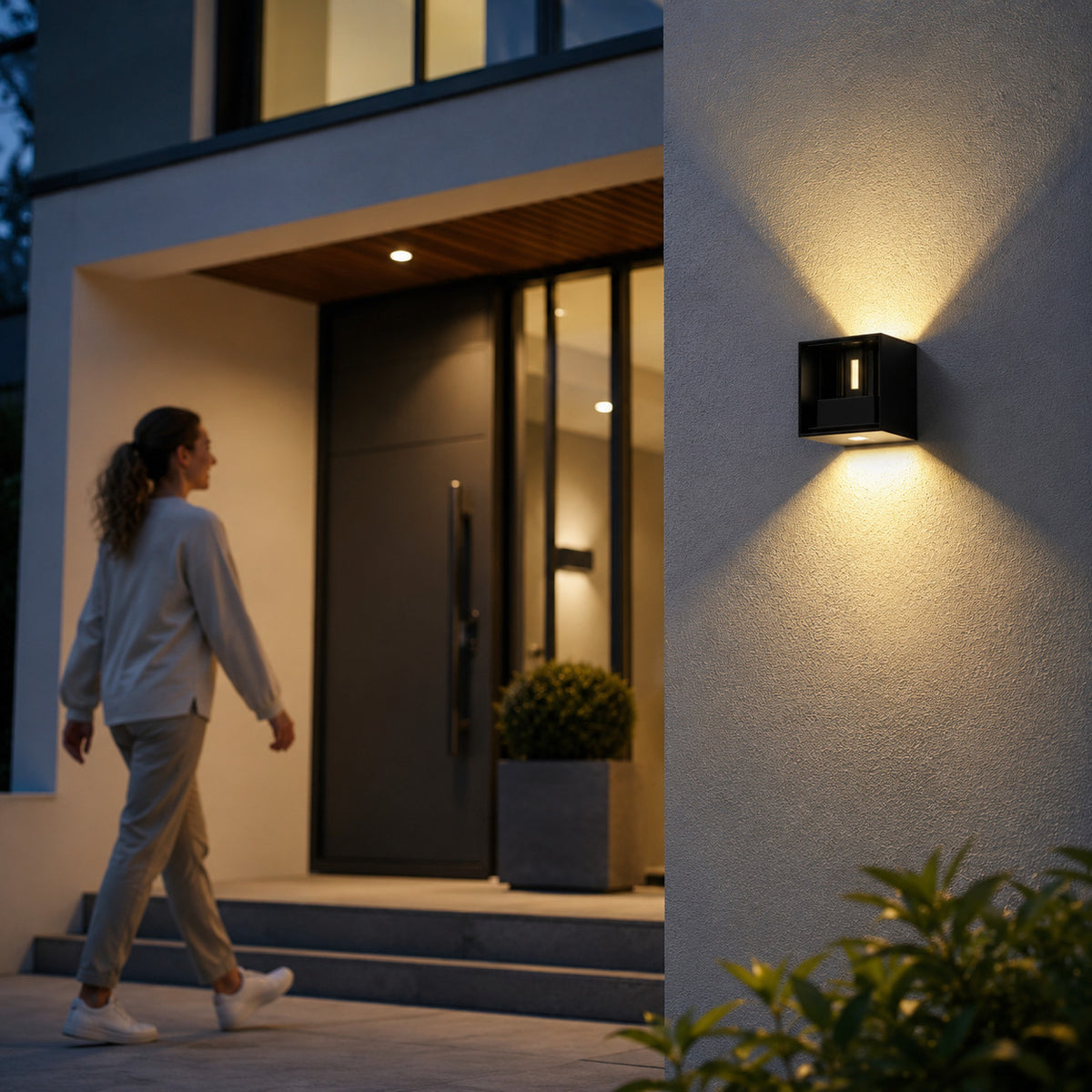 APPLIQUE LED 12W ESTERNO LAMPADA PARETE NERA IP65 3000K 4000K 6000K ET-31687