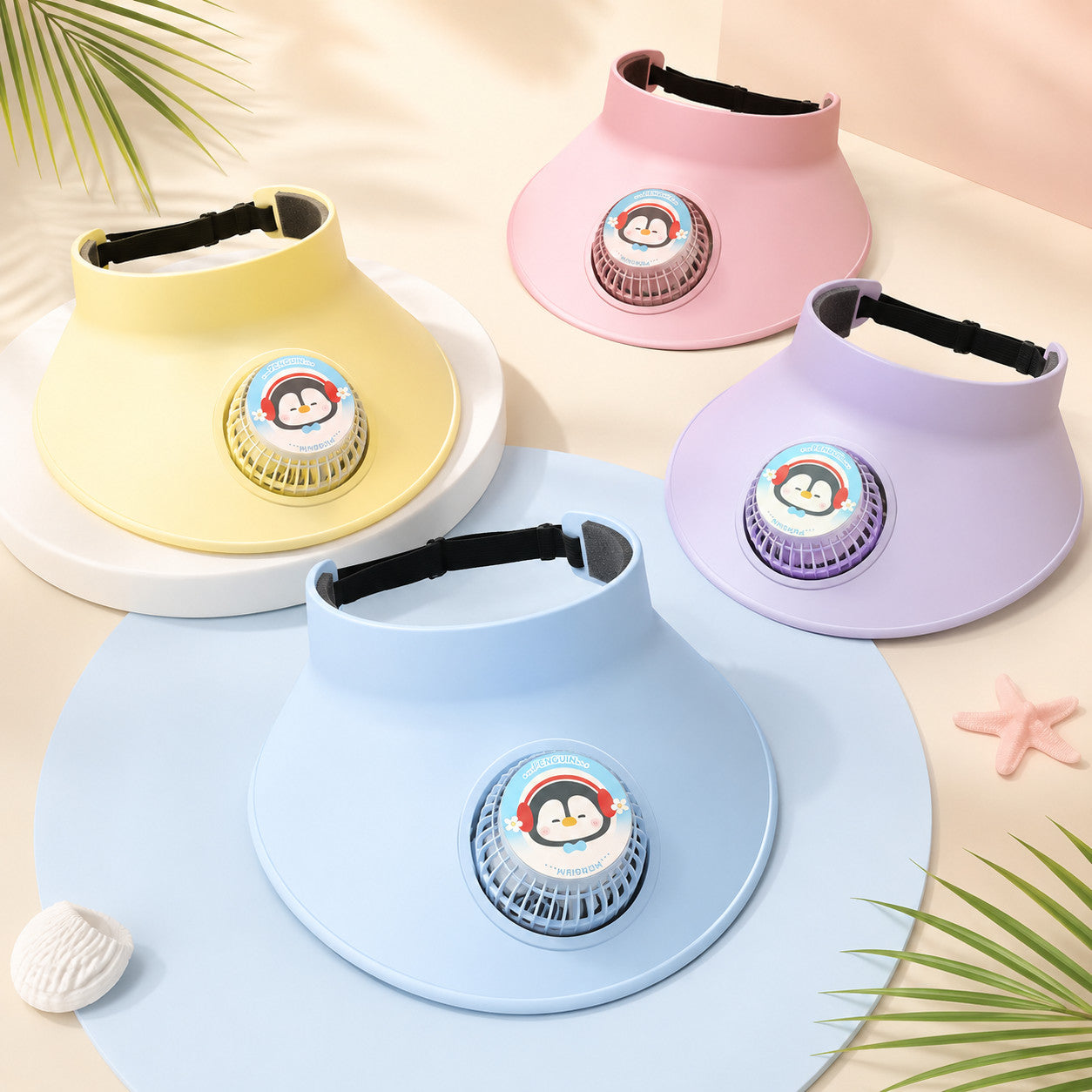 CASQUETTE VISIÈRE PARE-SOLEIL AVEC VENTILATEUR RÉGLABLE ENFANTS MER ÉTÉ AS-015