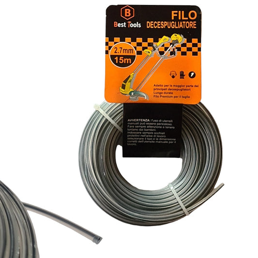 FIL DE DÉBROUSSAILLEUSE COUPE-BORDURES 2.7MM LIGNE DE REMPLACEMENT FILS PRÉS JARDINS 15M
