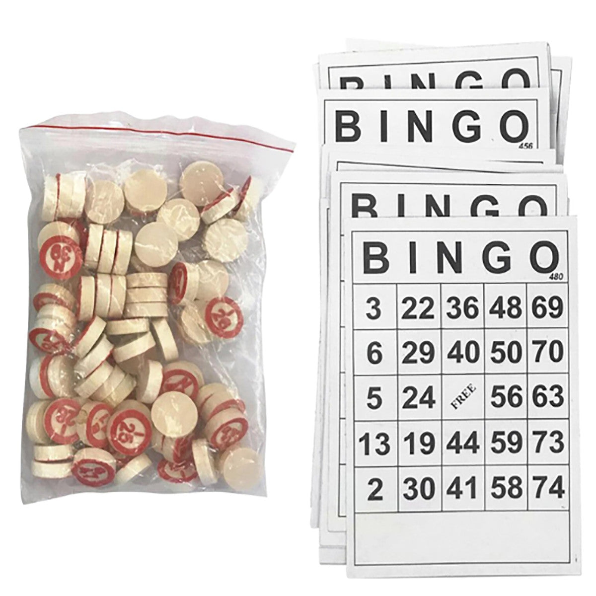 SET 40 CARTELLE + 75 GETTONI NUMERATI NUMERI GIOCO BINGO