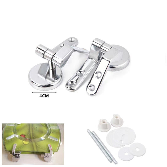 KIT CHARNIÈRES MÉTAL 4CM POIGNÉES 68 ET 61 MM ABATTANT WC SALLE DE BAINS CROCHETS 02057