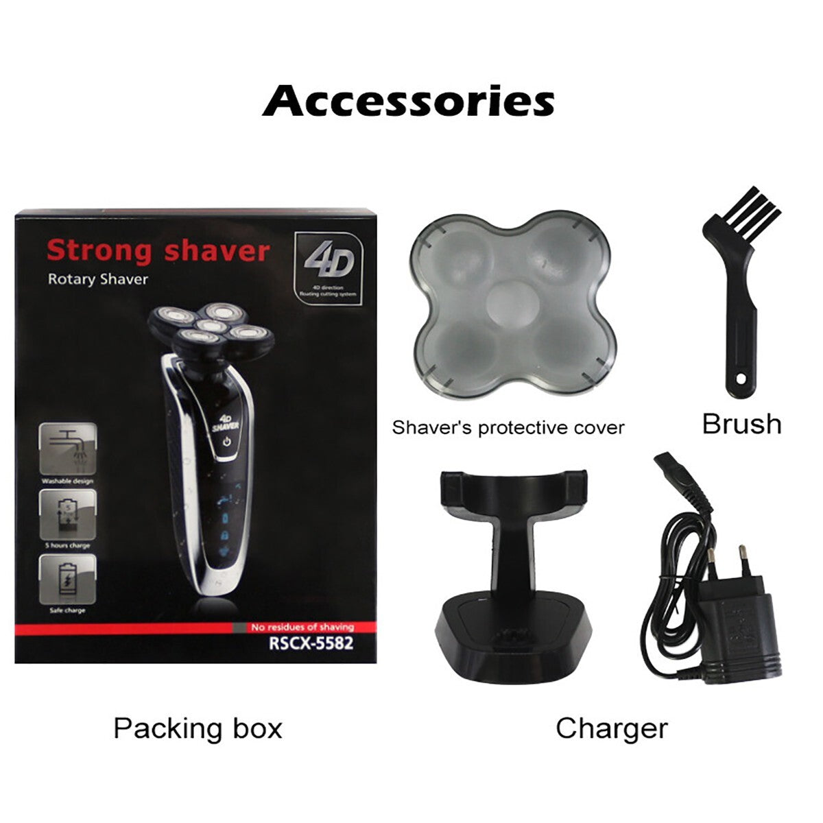 KIT RASOIR ÉLECTRIQUE HOMME BARBE NEZ NETTOYAGE VISAGE ÉTANCHE USB RECHARGEABLE
