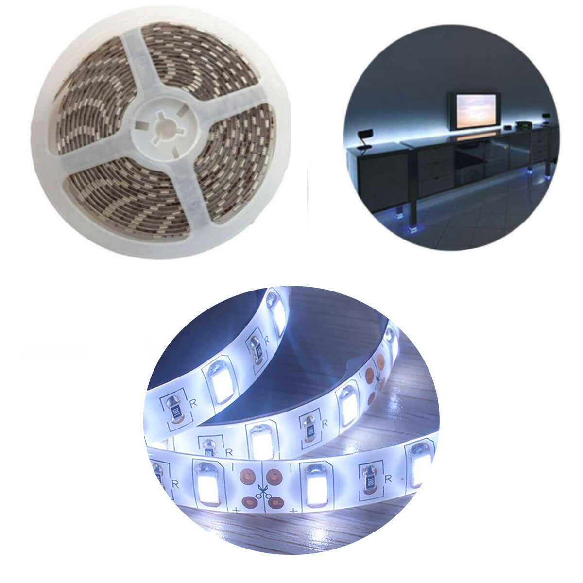 BANDE BANDEAU LED LUMIÈRE BLANC FROID 5 M MÈTRES ADHÉSIF IP65 300 SMD 5730 0149