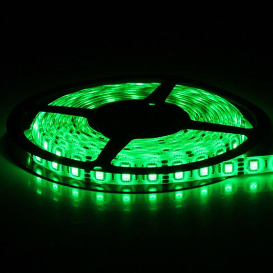 BANDEAU STRIP LED 300 SMD 5050 FLEXIBLE 5M ADHÉSIF LUMIÈRE VERTE IP65 14.4 W/MT