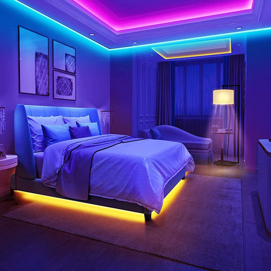 STRISCIA LED ADESIVA 5MT LED SMD 5050 RGB MULTICOLOR SMART APP TELECOMANDO