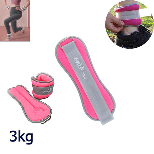 PAIRE POIDS SABLE RÉGLABLES SPORT POIGNET ET CHEVILLE FITNESS 3 KG ROSE 90050*
