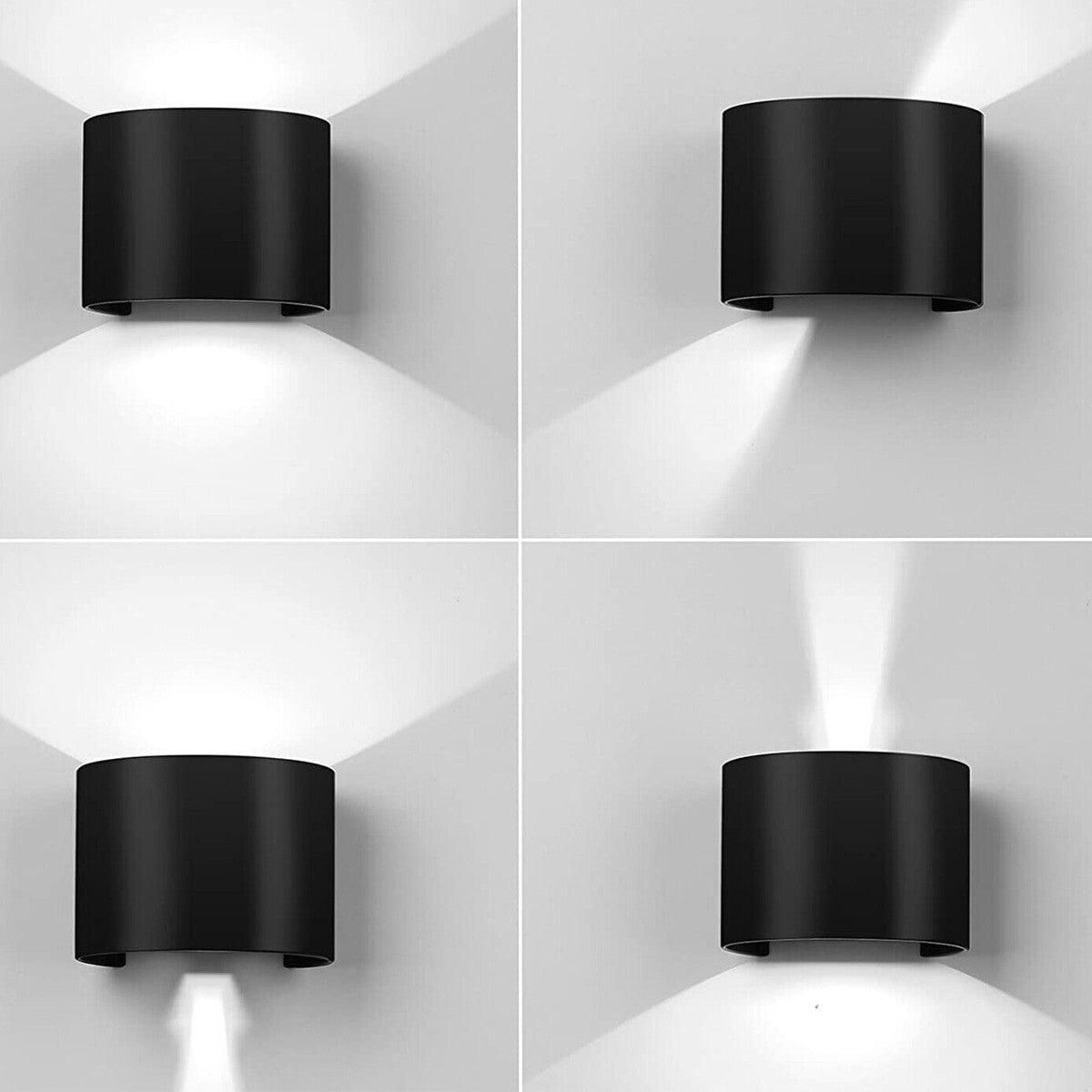 APPLIQUE LED COB LAMPE MURALE 20W OVALE NOIR FROID INTÉRIEUR EXTÉRIEUR 19
