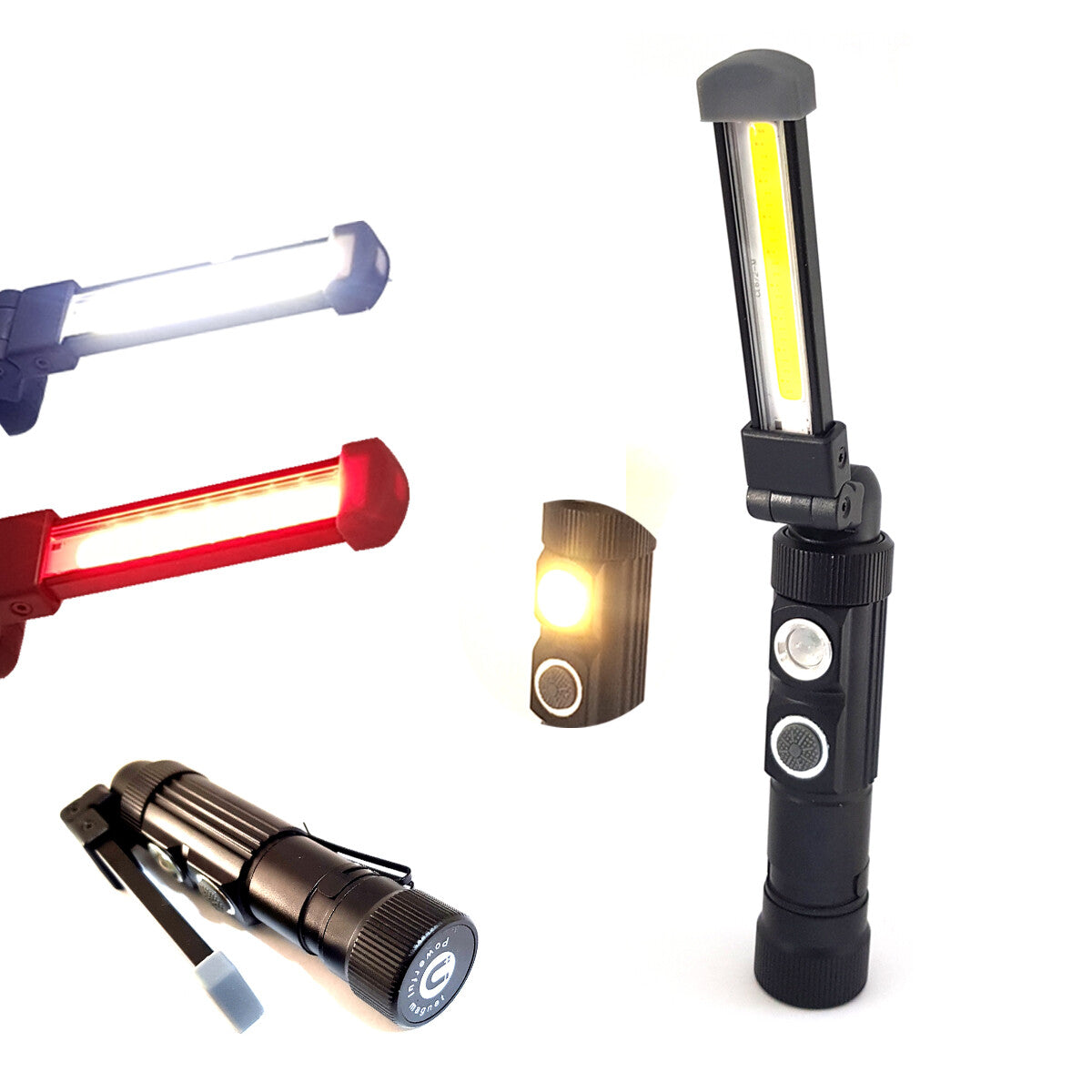 MINI LAMPE TORCHE RECHARGEABLE USB LED COB MAGNÉTIQUE LUMIÈRE LAMPE DE TRAVAIL TE-B0097