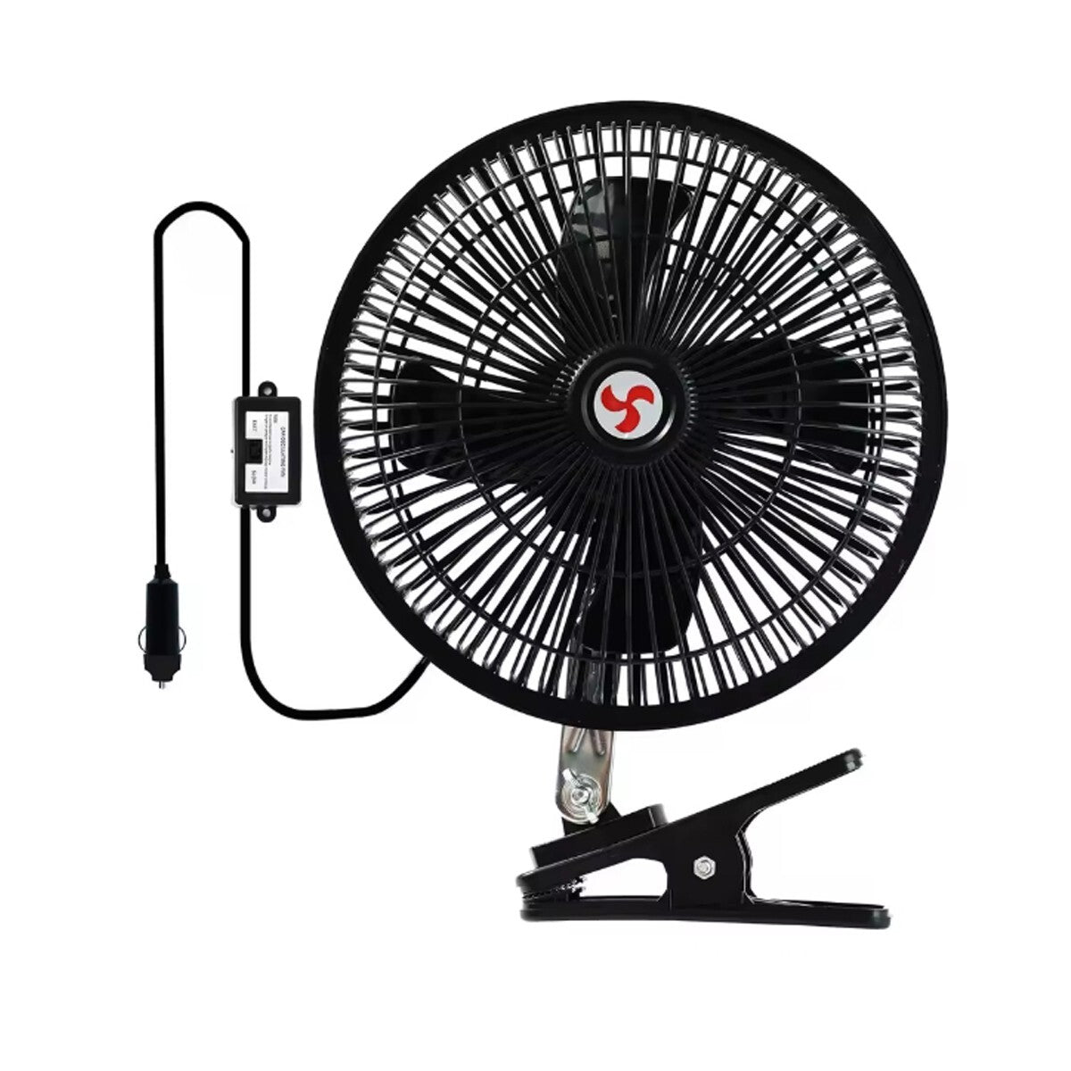 VENTILATEUR OSCILLANT VOITURE CAMION 24V 8" SILENCIEUX CLIP PORTABLE MÉTAL NOIR