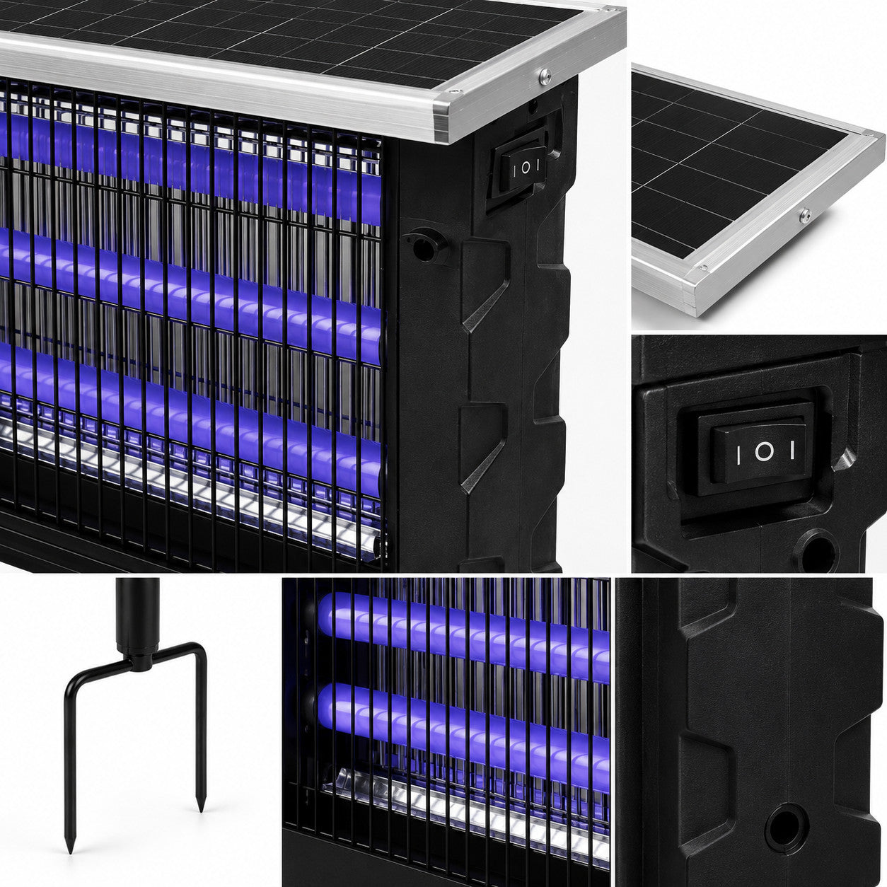 LAMPADA SOLARE ANTIZANZARE 15W UV ESTERNO UCCIDI INSETTI RICARICABILE IP65 04104