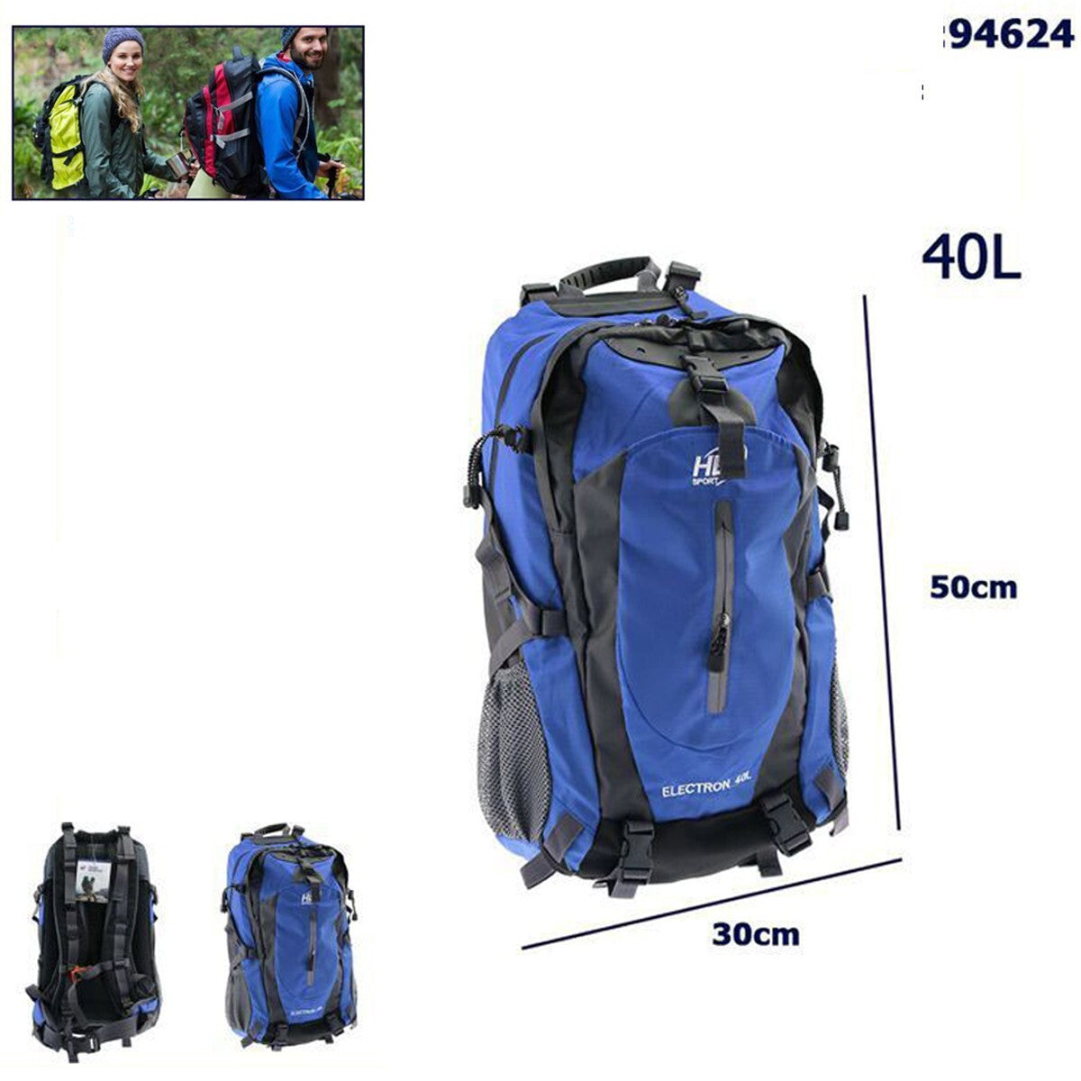 BORSA ZAINO SPORTIVO CAMPEGGIO TREKKING ESCURSIONI VIAGGI 40 LITRI 94624