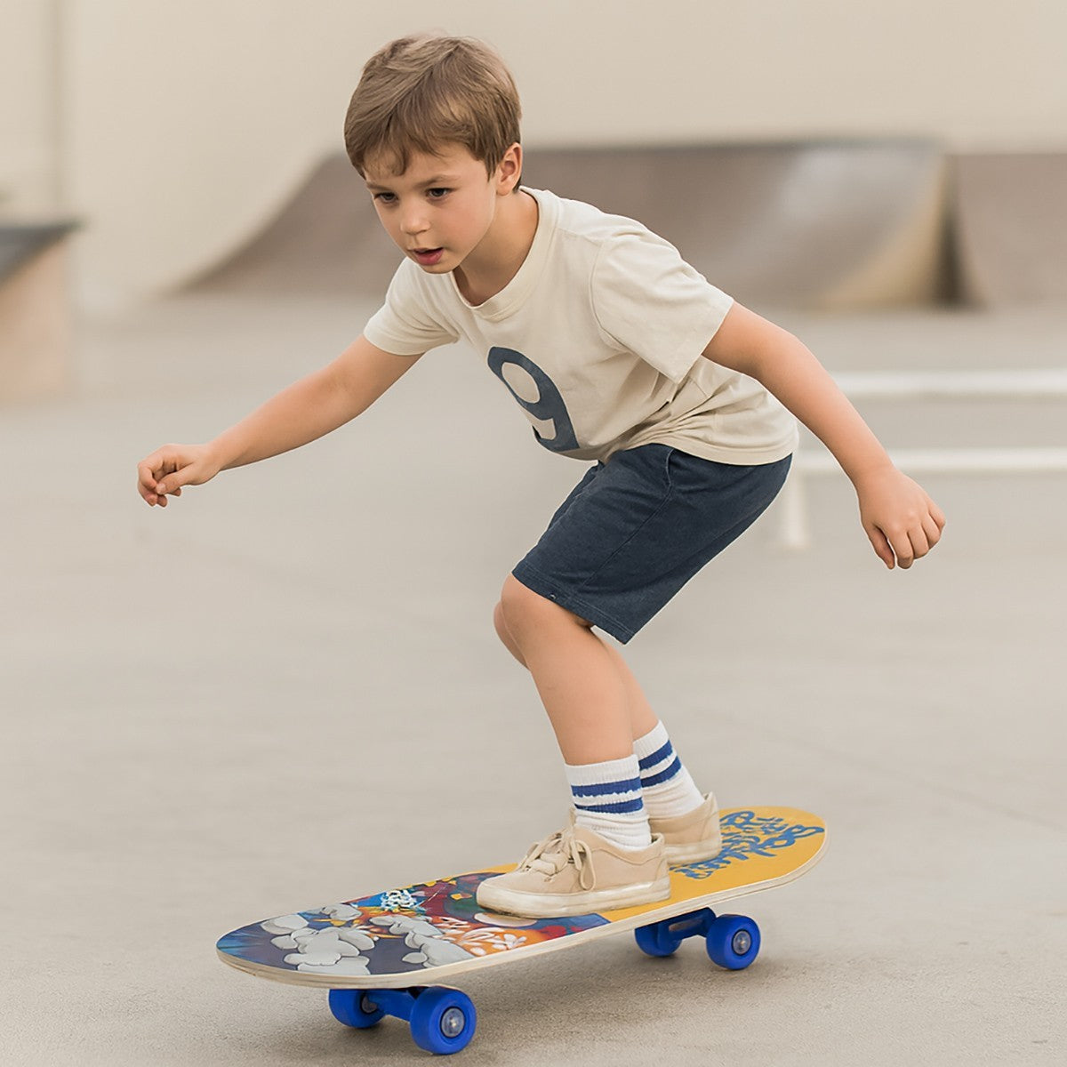 SKATEBOARD SKATE IN LEGNO FANTASIA COLORATO BAMBINI RAGAZZI 80CM 90460