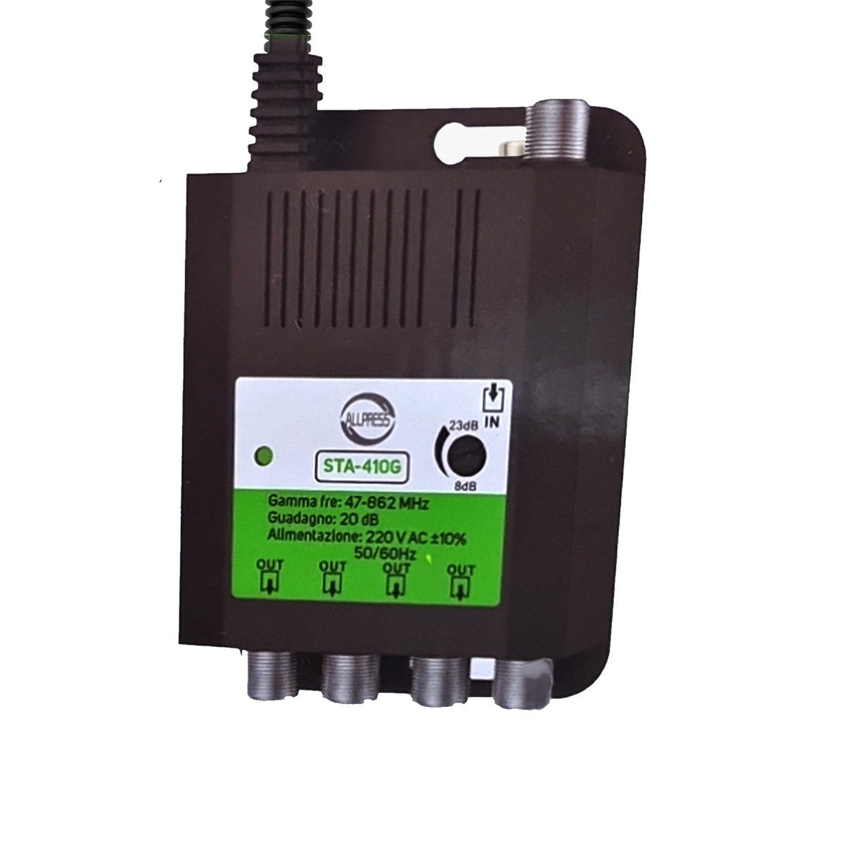 AMPLIFICATORE SDOPPIATORE SEGNALE TV VIDEO SEGNALE ANTENNA IN-OUT CATV 4 USCITE