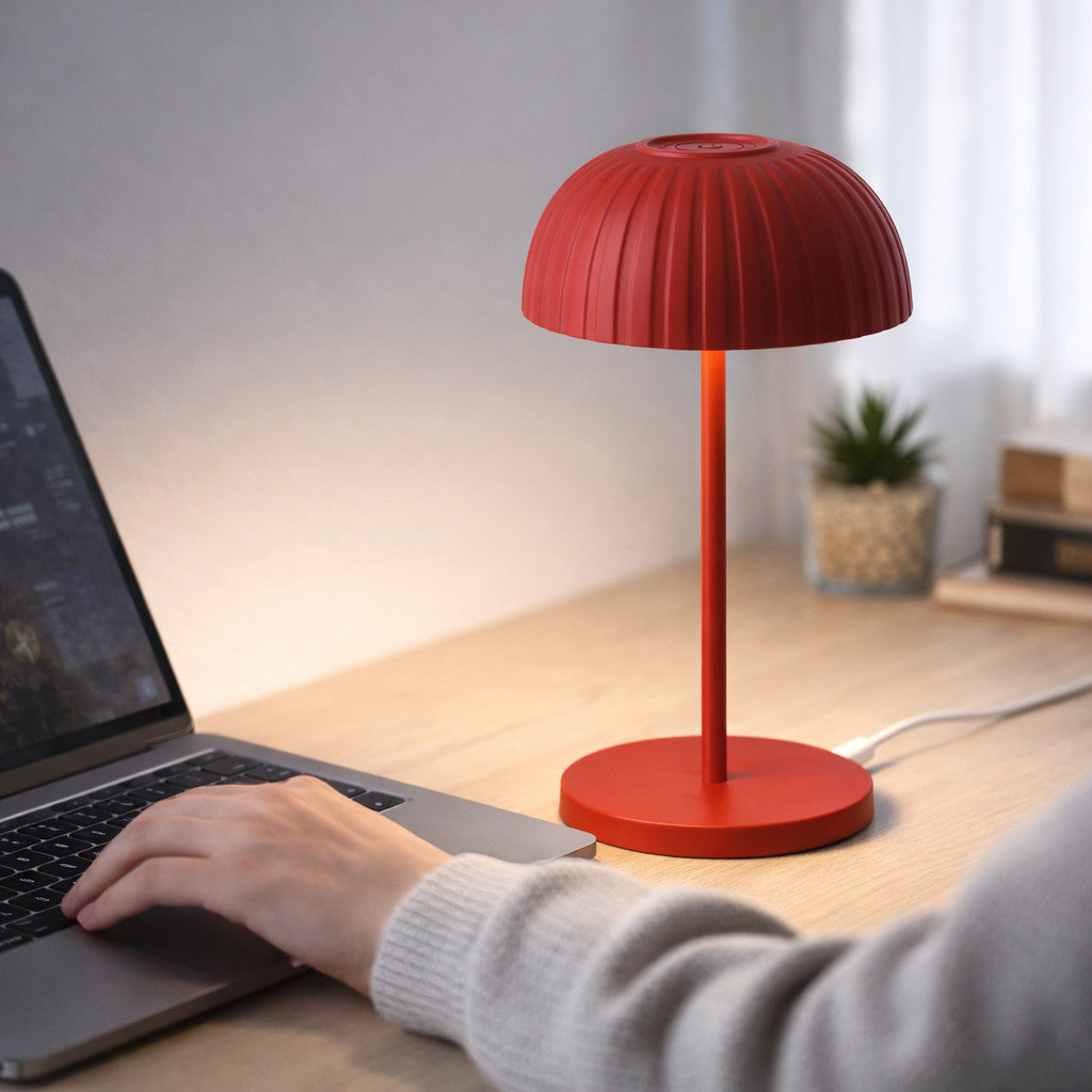 LAMPADA TAVOLO LED RICARICABILE ROSSA TOUCH USB BATTERIA 2000MAH DESIGN LPT144