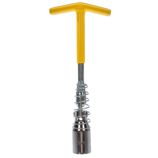 CLÉ À BOUGIE EN T 21MM AVEC RESSORT ARTICULÉ POIGNÉE ANTIDÉRAPANTE MONTE DÉMONTE