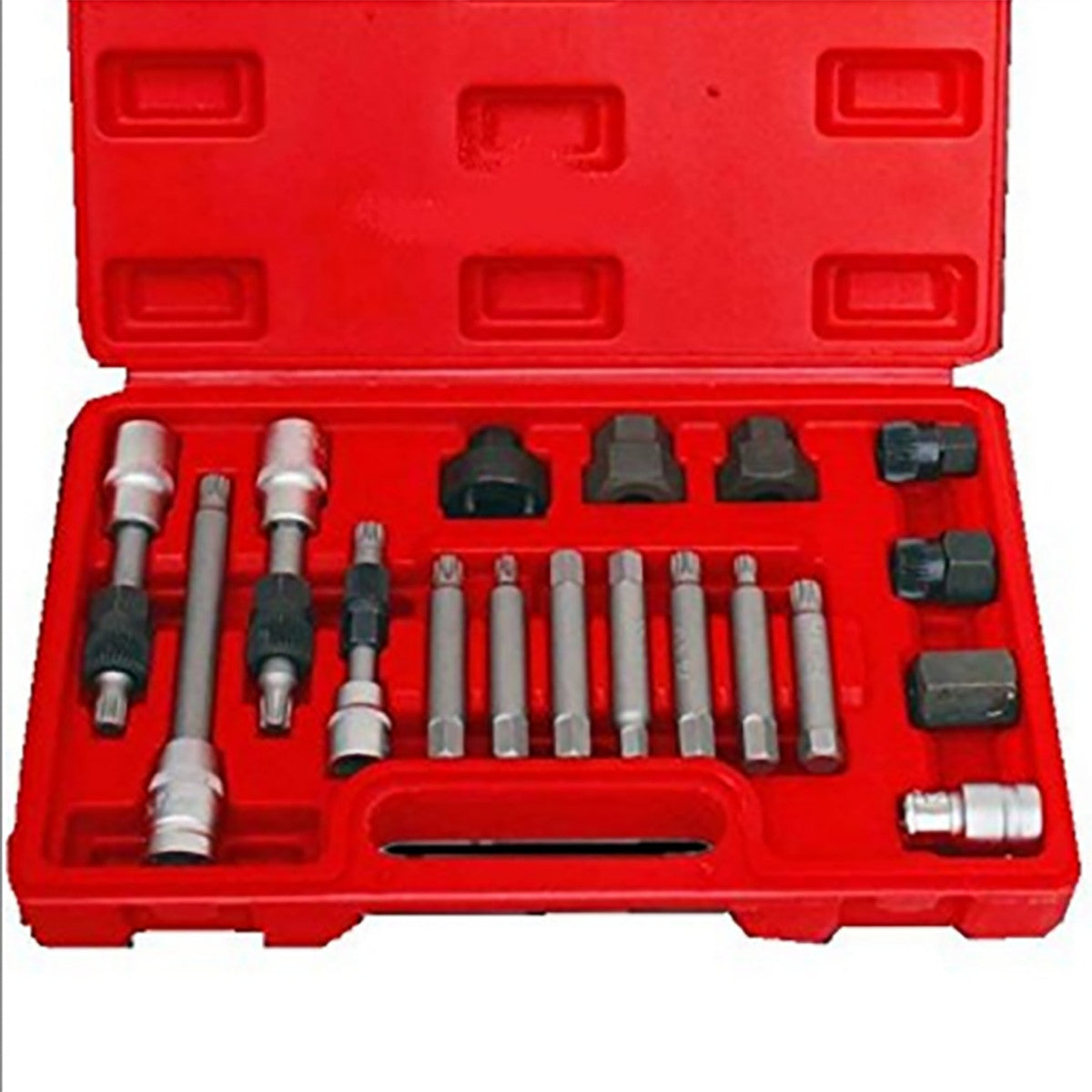 KIT DI CHIAVI PER SMONTAGGIO PULEGGIA E ALTERNATORE MOTORE AUTO 18 PEZZI VALIGIA