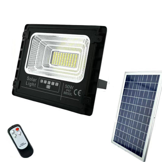 PROJECTEUR LED HAUTE LUMINOSITÉ PANNEAU SOLAIRE CRÉPUSCULAIRE TÉLÉCOMMANDE 50W