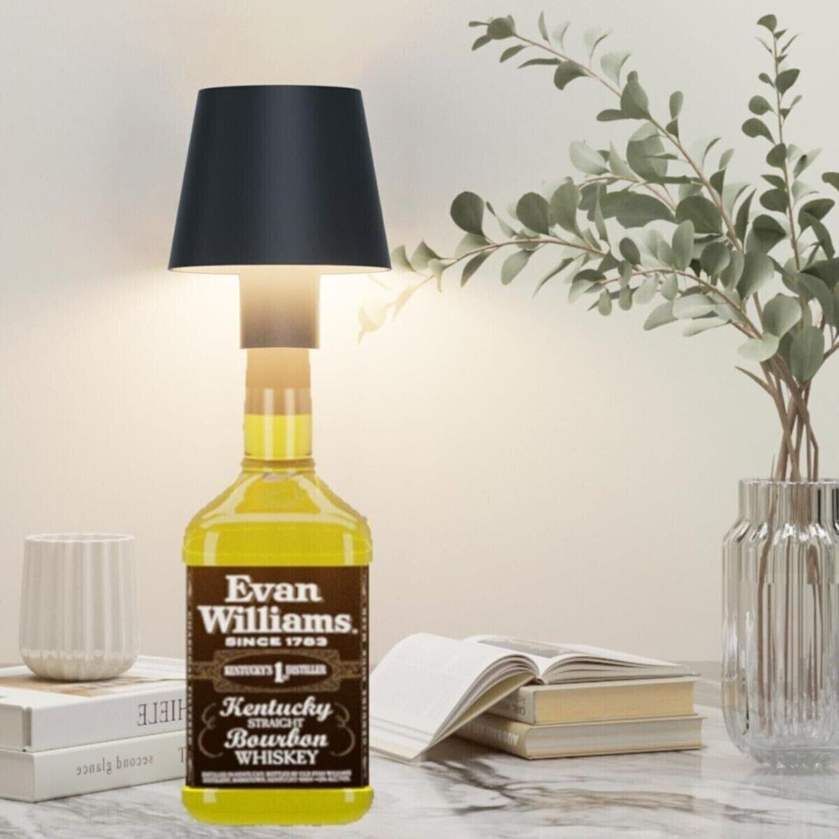 LAMPADA LED PER BOTTIGLIA TAPPO TAVOLO TOUCH DIMMERABILE USB RICARICABILE NERO